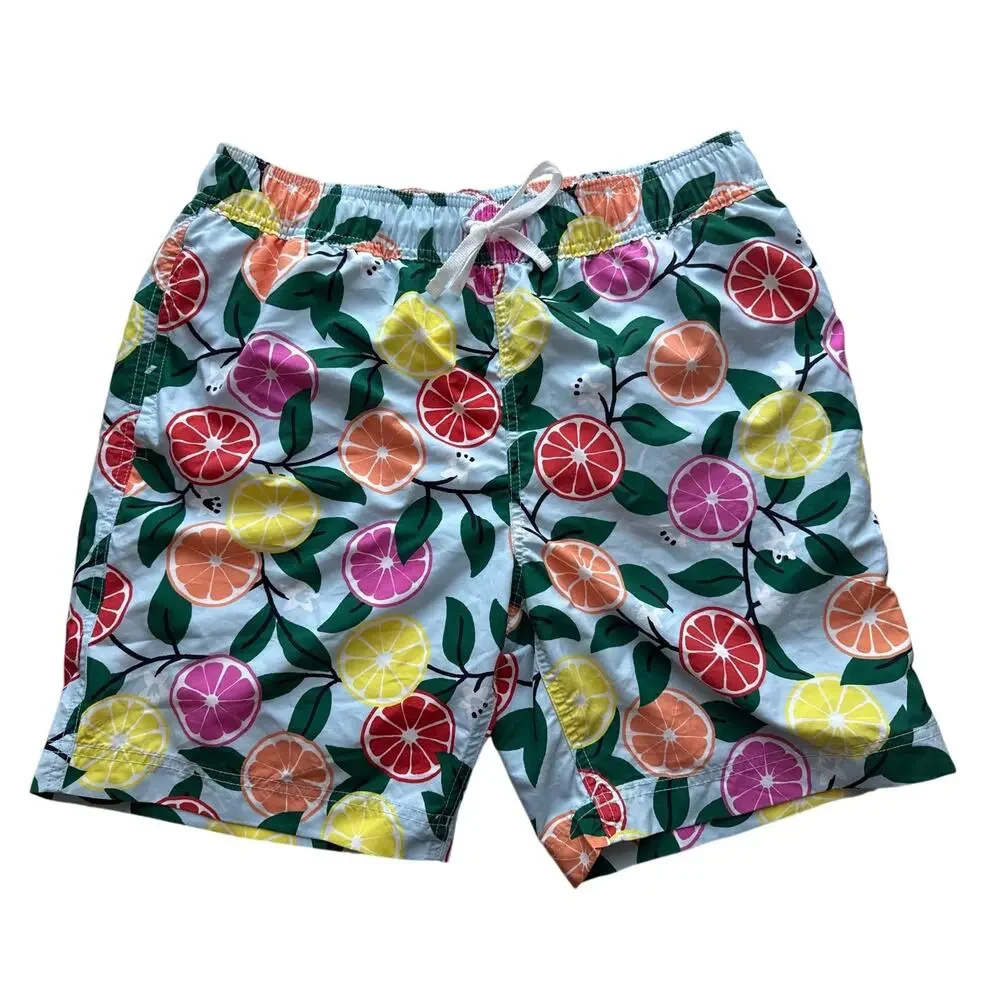 Hanna Andersson Men's Citrus Fruit Print Swim Trunks Size Medium New